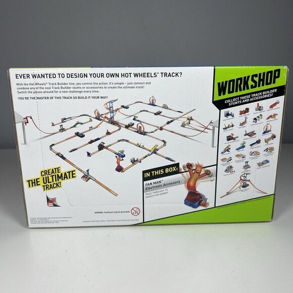 Hot Wheels Track Builder Workshop Fan Man Accessory Air Powered Action! New - Picture 2 of 6